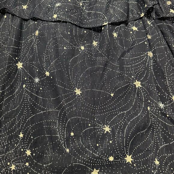 Anthropologie Floreat Navy Blue Star Print Long Sleeve Cold Shoulder Blouse NEW - Picture 7 of 7